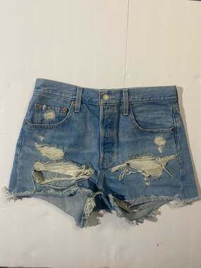 Levi's Premium 501 Distressed Cut-Off Denim Shorts Size W27